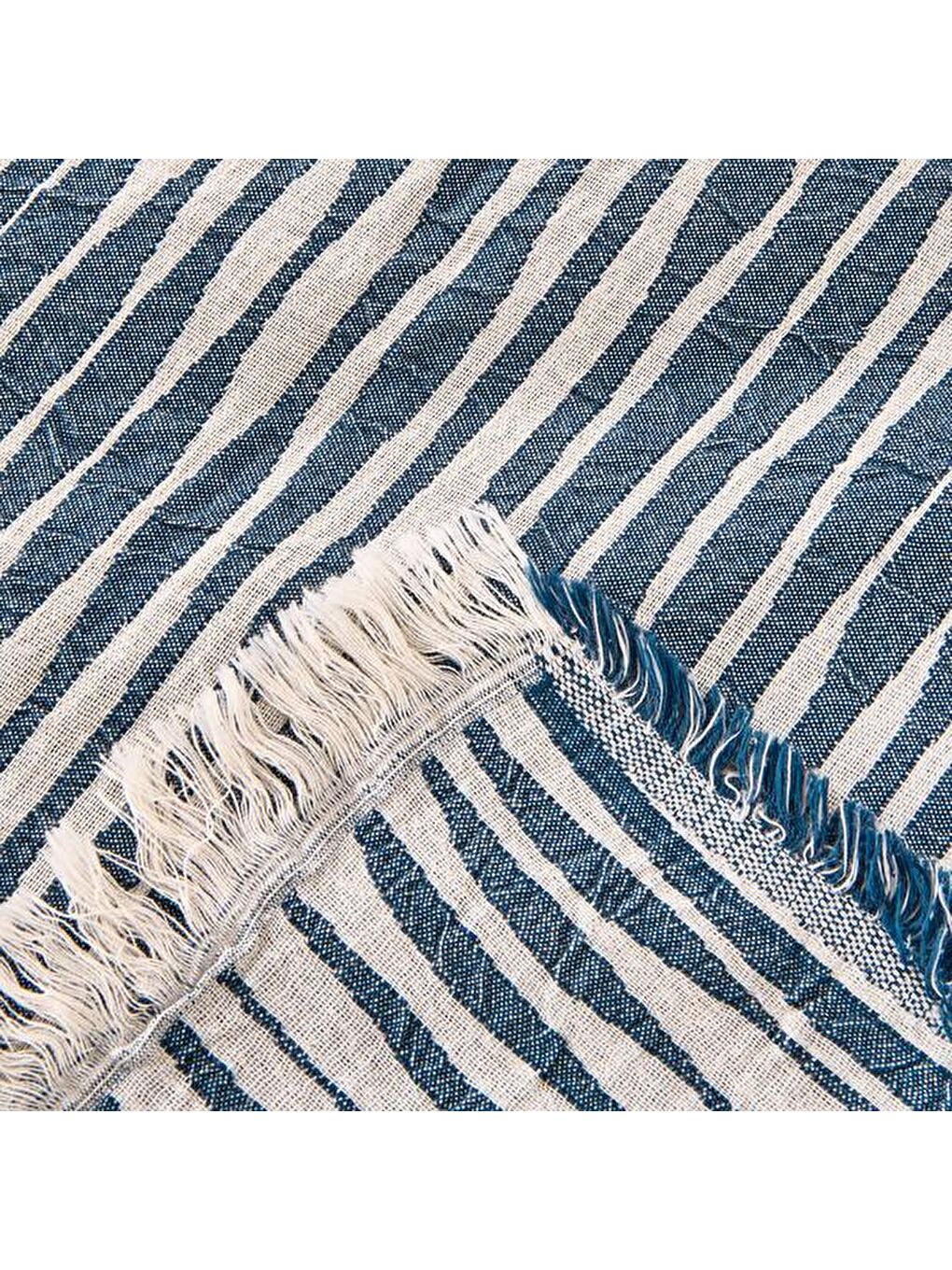 Soft Çift Kişilik Çizgili Yatak Örtüsü - Lacivert - 225x250 cm-3