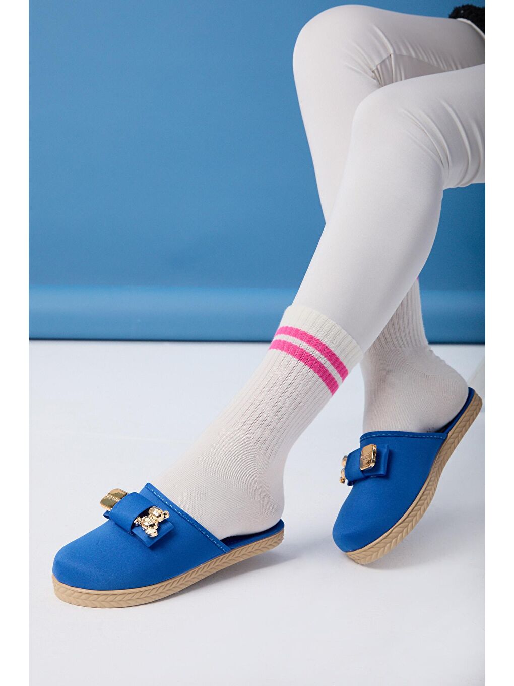 Kadın Mavi Ev Terliği - 24083-1