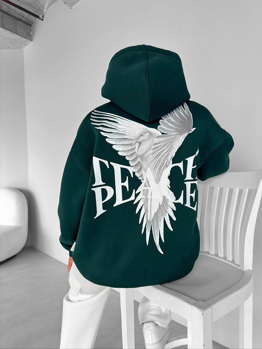 ablukaonline Yeşil Erkek Oversize 'Teapeache' Baskılı Sweatshirt Yeşil - 1