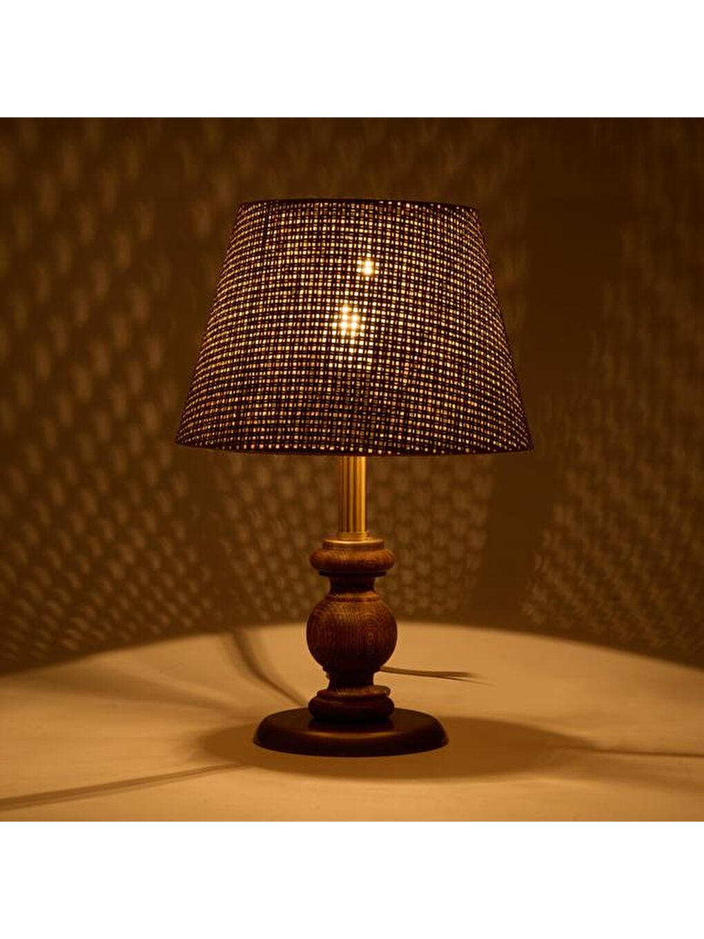 Evidea Lighting Fiona Ahşap Abajur - Ceviz Ayak / Kahverengi Başlık - 40 cm - 3
