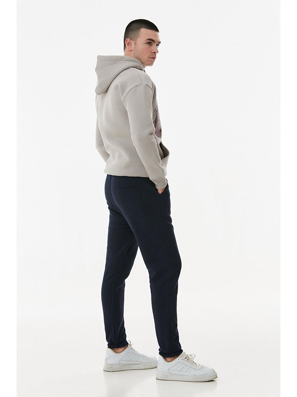 Lacivert Beli Bağcıklı Jogger Eşofman Altı-2