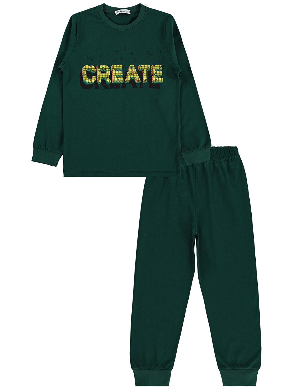 Boys Create Baskılı 6-9 Yaş Pijama Takımı - Yeşil-2