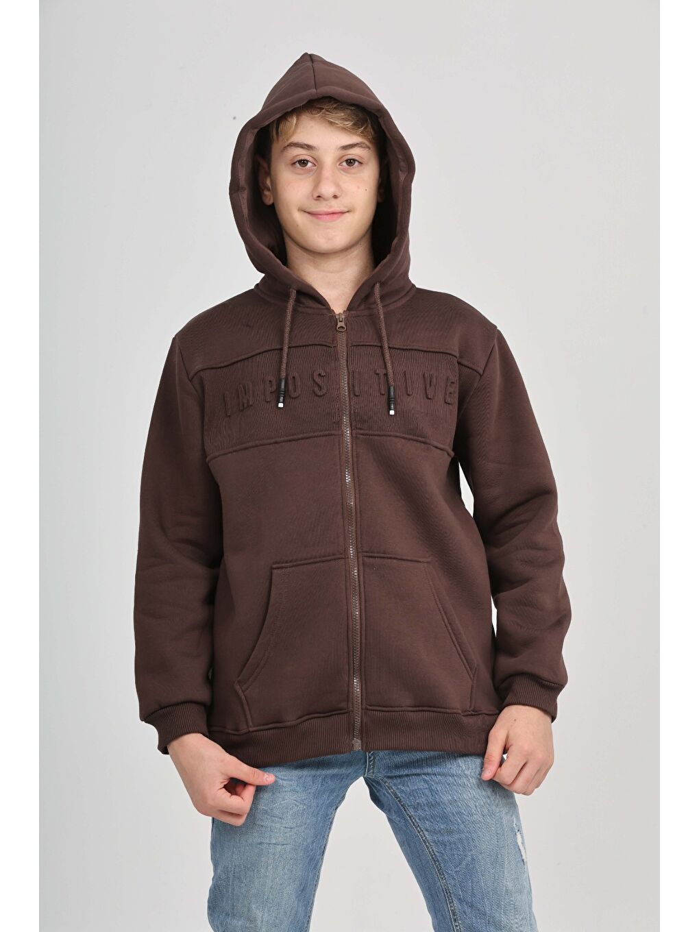 Kahverengi Erkek Çocuk Imposıtıve Baskılı Hırka-3