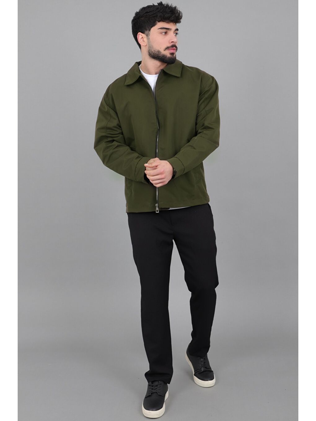 Haki Suya Dayanaklı Yakalı Oversize Mevsimlik Mont PLDP 3002_60393-3