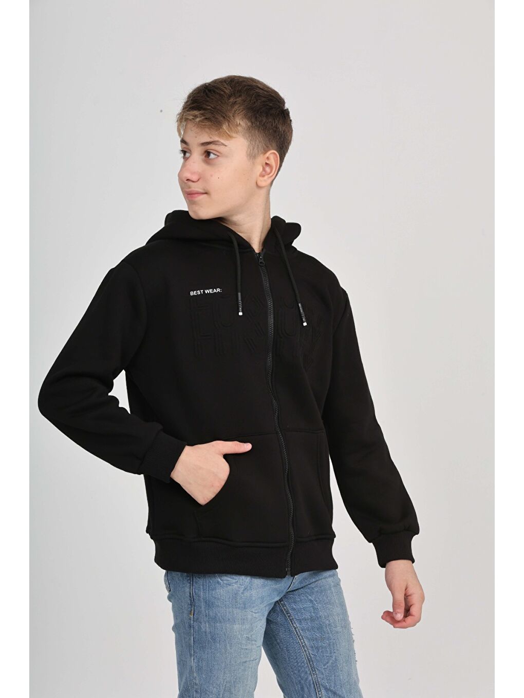 Siyah Erkek Çocuk Luxury Baskılı Hırka-1