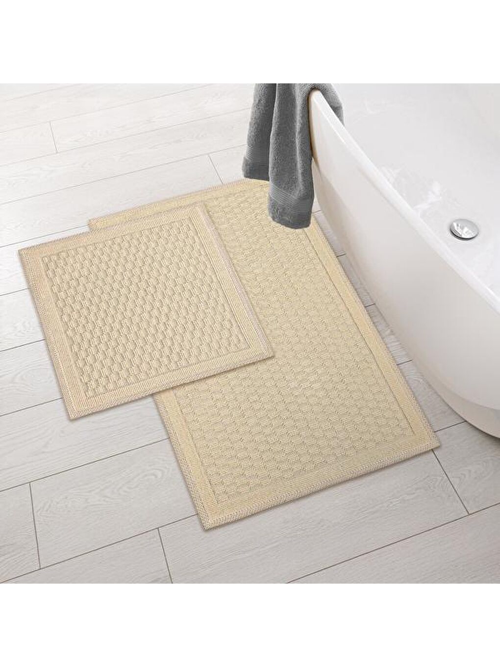 Soft Melinda Natürel 2'li Banyo Paspası - Bej - 60x100 cm + 50x60 cm-4