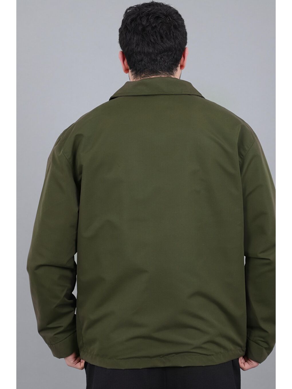Haki Suya Dayanaklı Yakalı Oversize Mevsimlik Mont PLDP 3002_60393-4