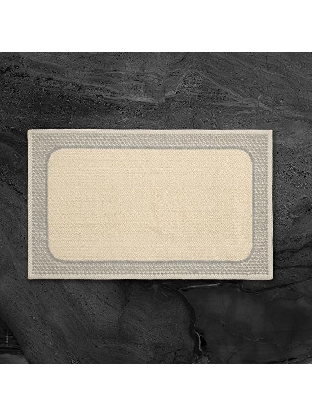 Soft Bordürlü 2'li Banyo Paspası - Bej - 60x100 cm + 50x60 cm-3