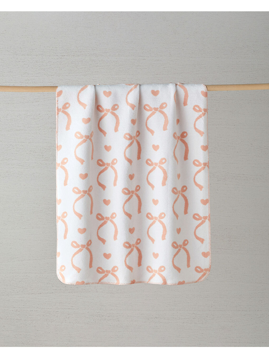 English Home Pembe Love Bow Pamuklu Bebe Battaniye 100x120 cm Somon