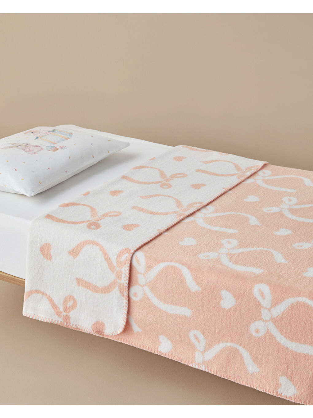 English Home Pembe Love Bow Pamuklu Bebe Battaniye 100x120 cm Somon - 2