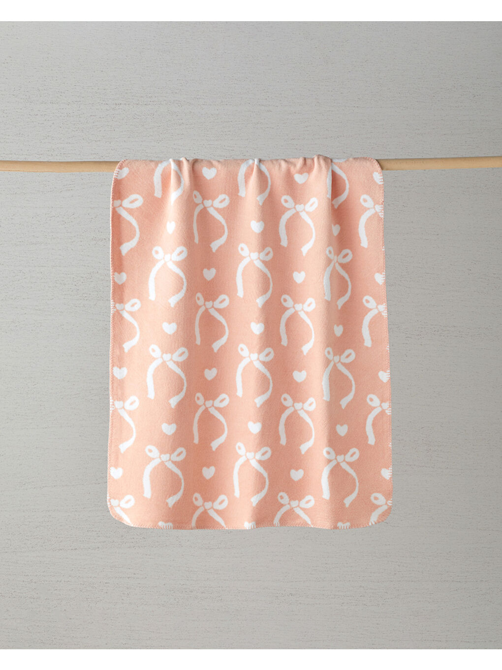 English Home Pembe Love Bow Pamuklu Bebe Battaniye 100x120 cm Somon - 3