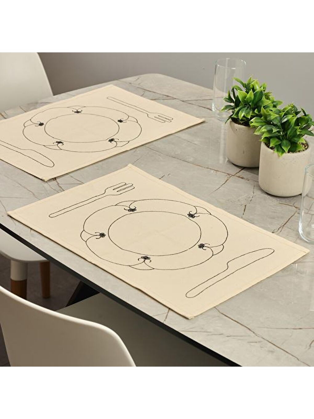 Evidea Soft Senem 2'li Amerikan Servis - Bej - 45x30 cm