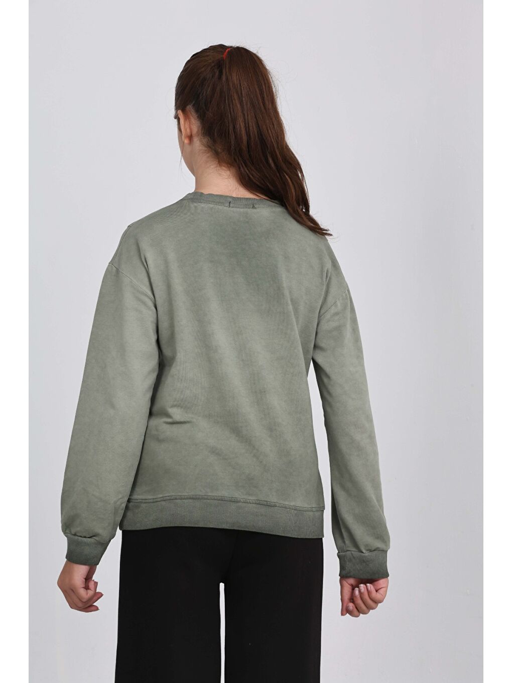 Haki Kız Çocuk 85 Baskılı Sweatshirt-1