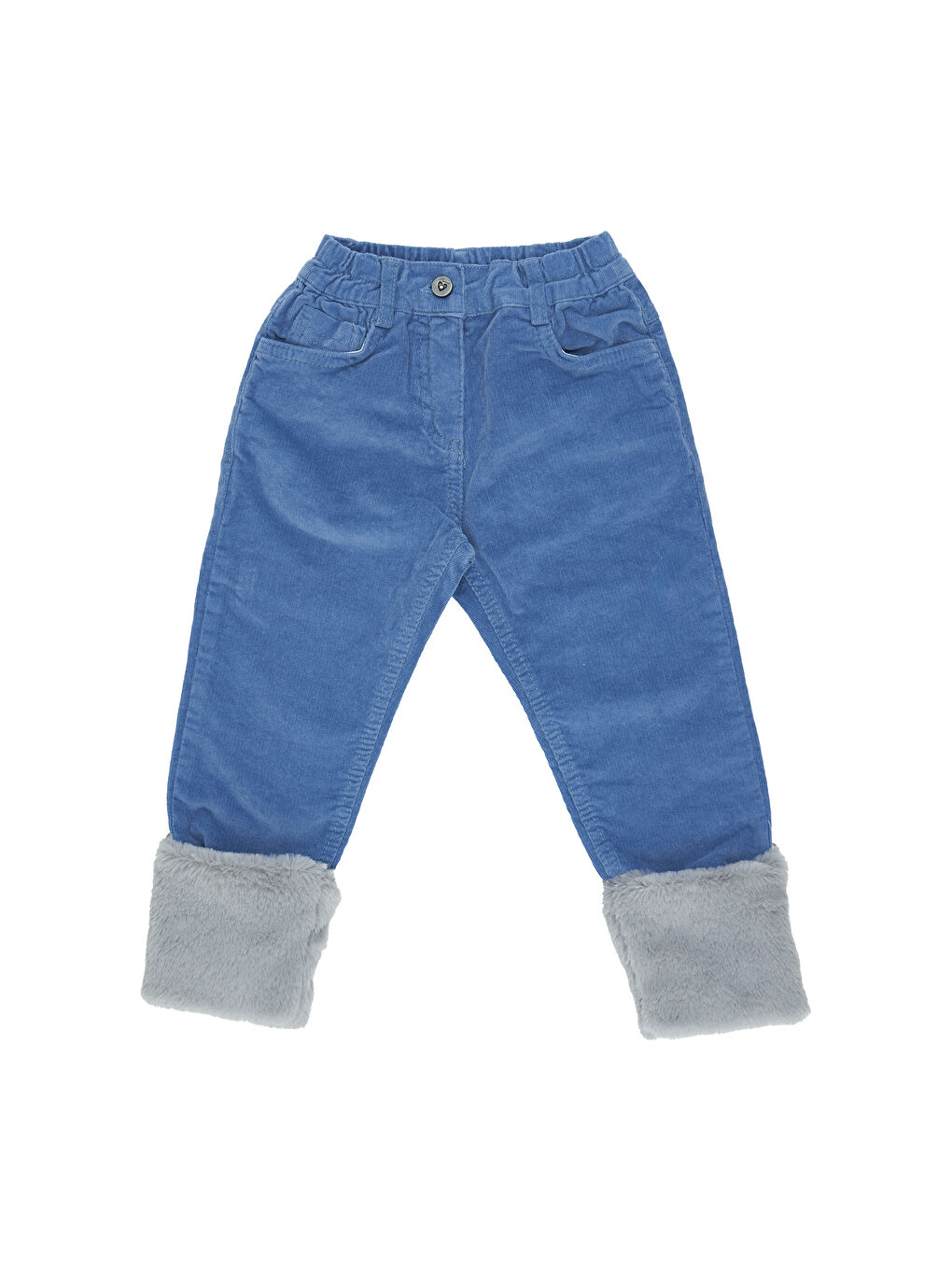 Mavi Kız Çocuk Paçası Pelüş Detaylı Pantolon