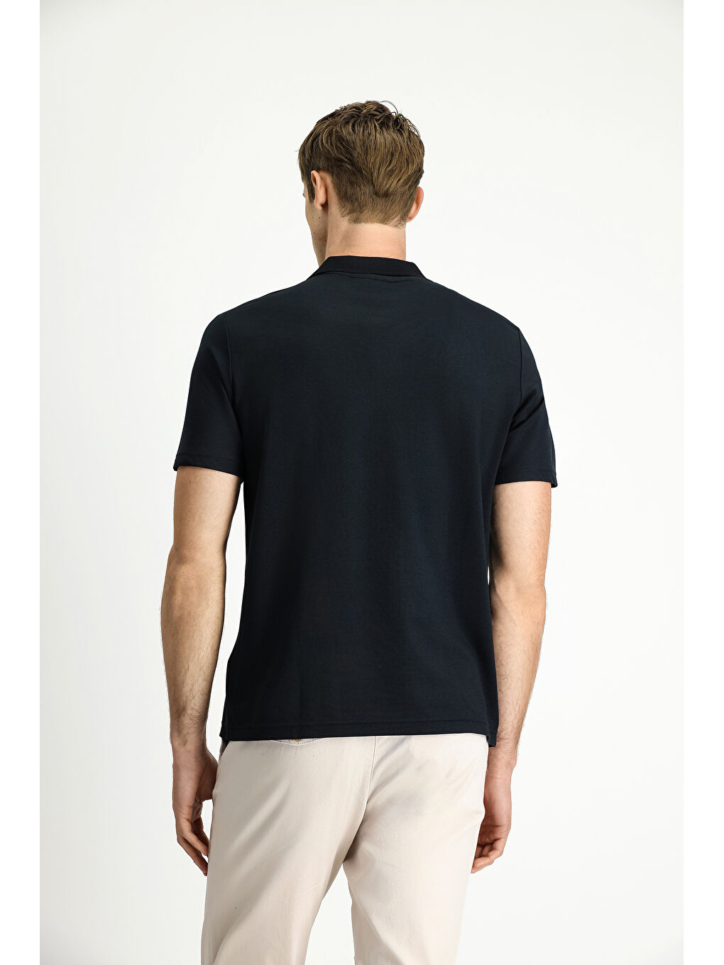 Siyah Polo Yaka Regular Fit Nakışlı Pamuklu Büyük Beden Tişört-5