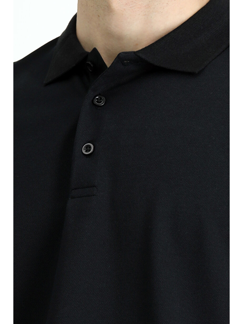 Siyah Polo Yaka Regular Fit Nakışlı Pamuklu Büyük Beden Tişört-6