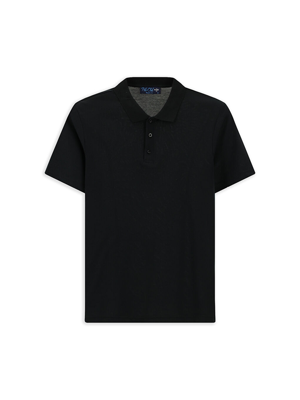 Siyah Polo Yaka Regular Fit Nakışlı Pamuklu Büyük Beden Tişört-7