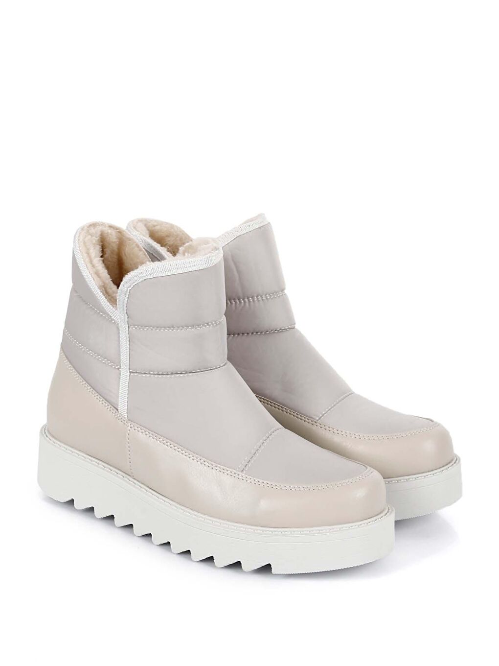 Bej BEJ  Yuvarlak Burun Kadın Kar Botu 06536-1