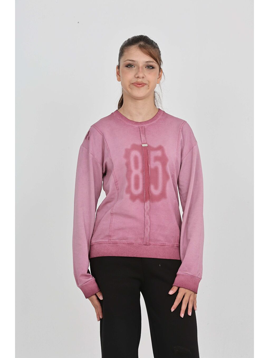 Pembe Kız Çocuk 85 Baskılı Sweatshirt