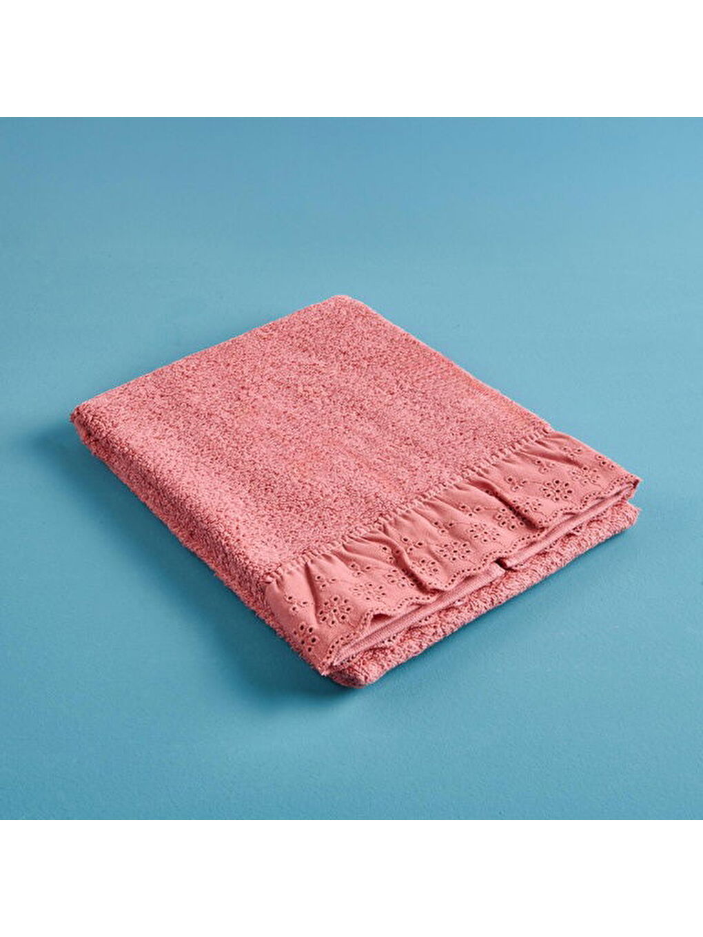 Pembe Soft Fırfırlı Yüz Havlusu - Gülkurusu - 50x90 cm-2