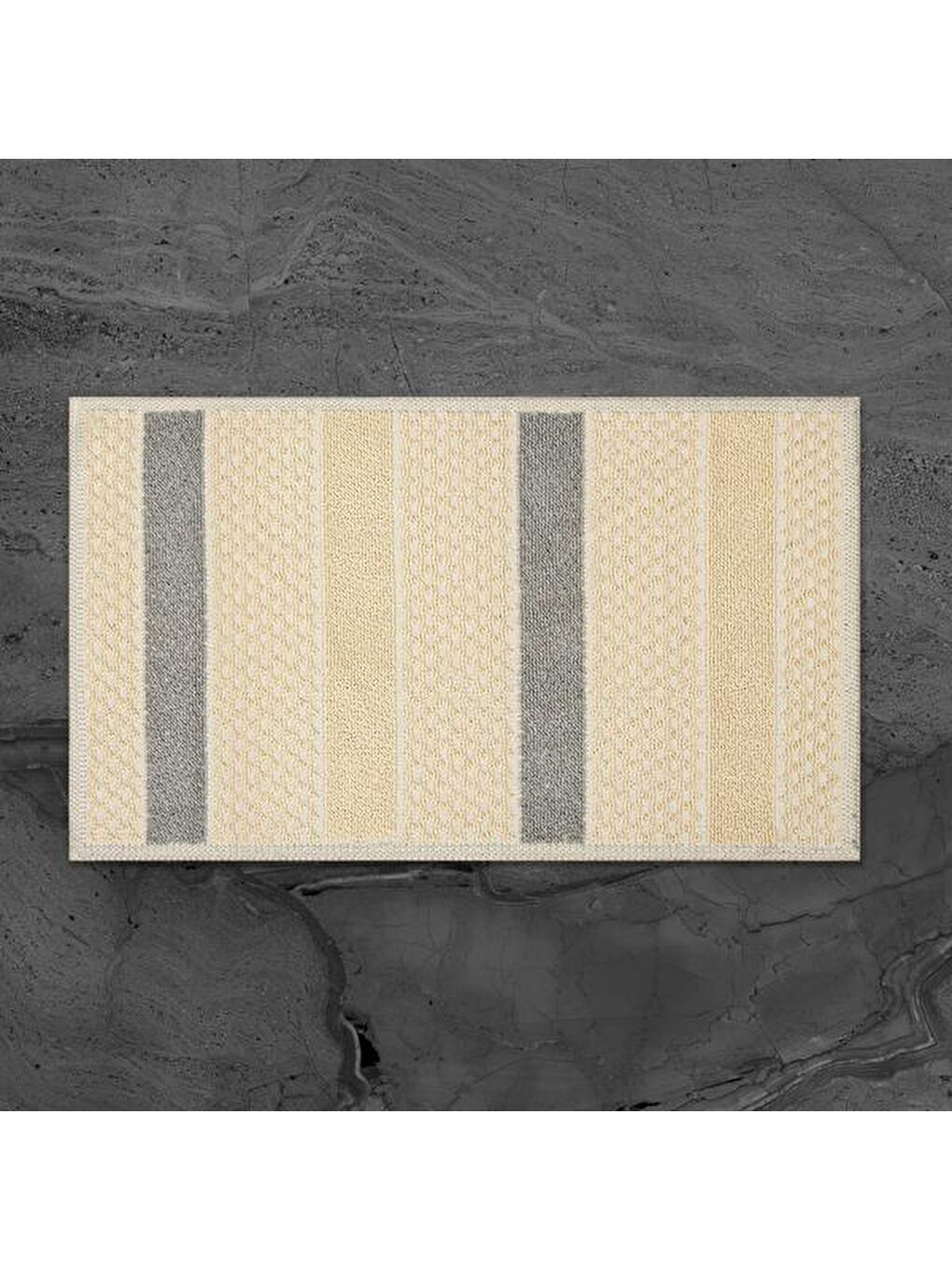 Soft Frodo Natürel 2'li Banyo Paspası - Antrasit - 60x100 cm + 50x60 cm-2