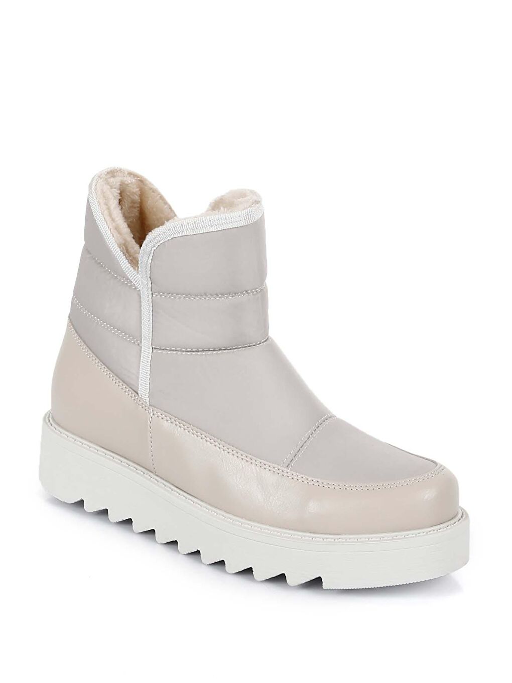 Bej BEJ  Yuvarlak Burun Kadın Kar Botu 06536-4