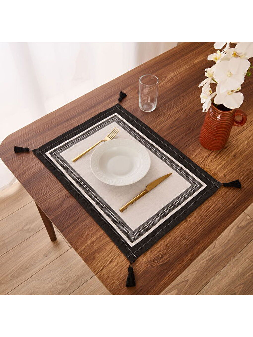 Soft Ethnic 2'li Amerikan Servis - Beyaz - 35x55 cm