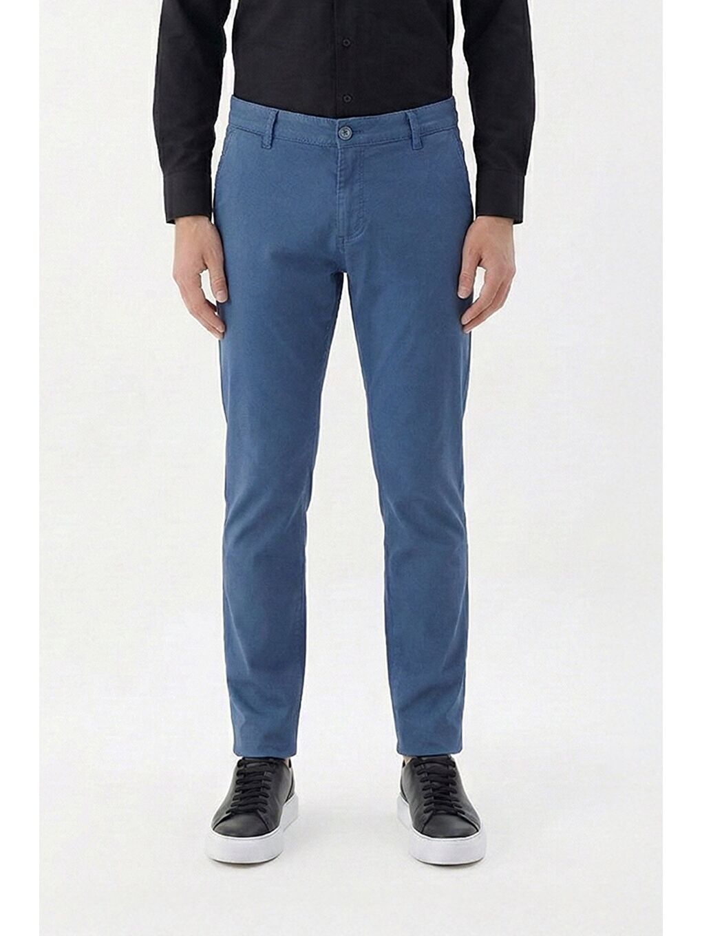 Mavi Giotelli Erkek İndigo Regular Fit Pamuklu Düz Yandan Cepli Elastanlı Chino Pantolon