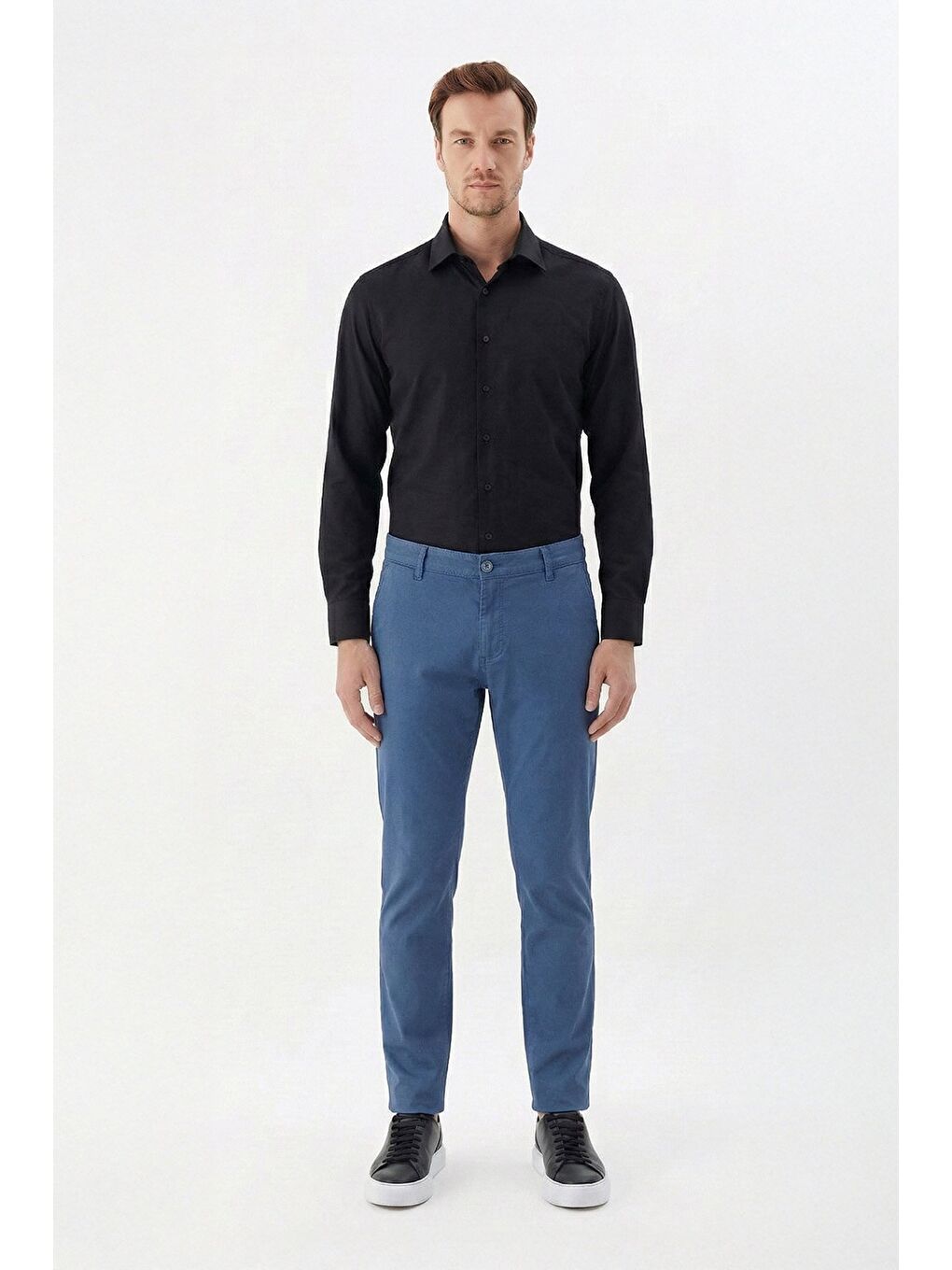 Mavi Giotelli Erkek İndigo Regular Fit Pamuklu Düz Yandan Cepli Elastanlı Chino Pantolon-1