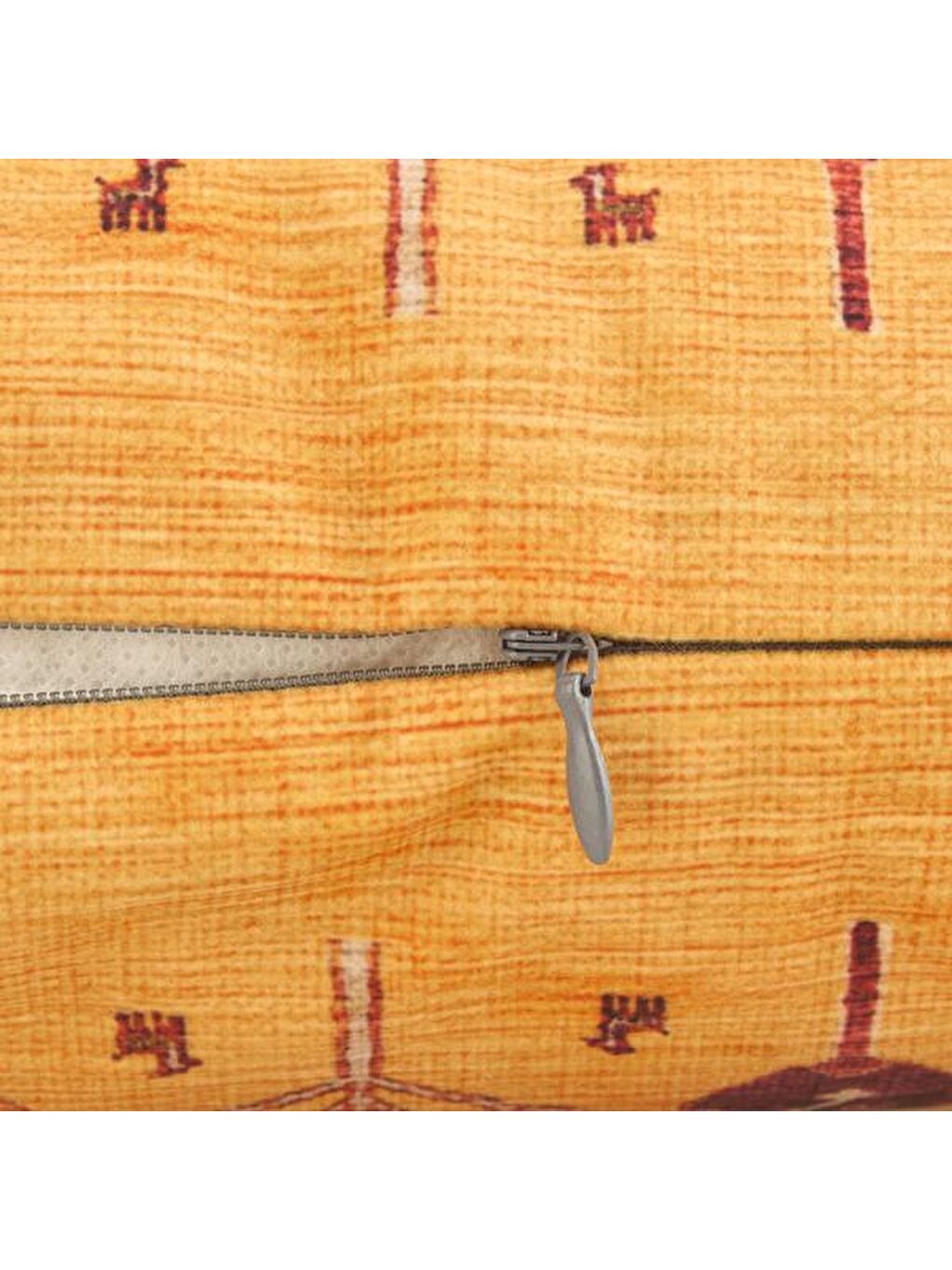 Soft Geleneksel Desenli Kırlent - Turuncu - 40x40 cm-3