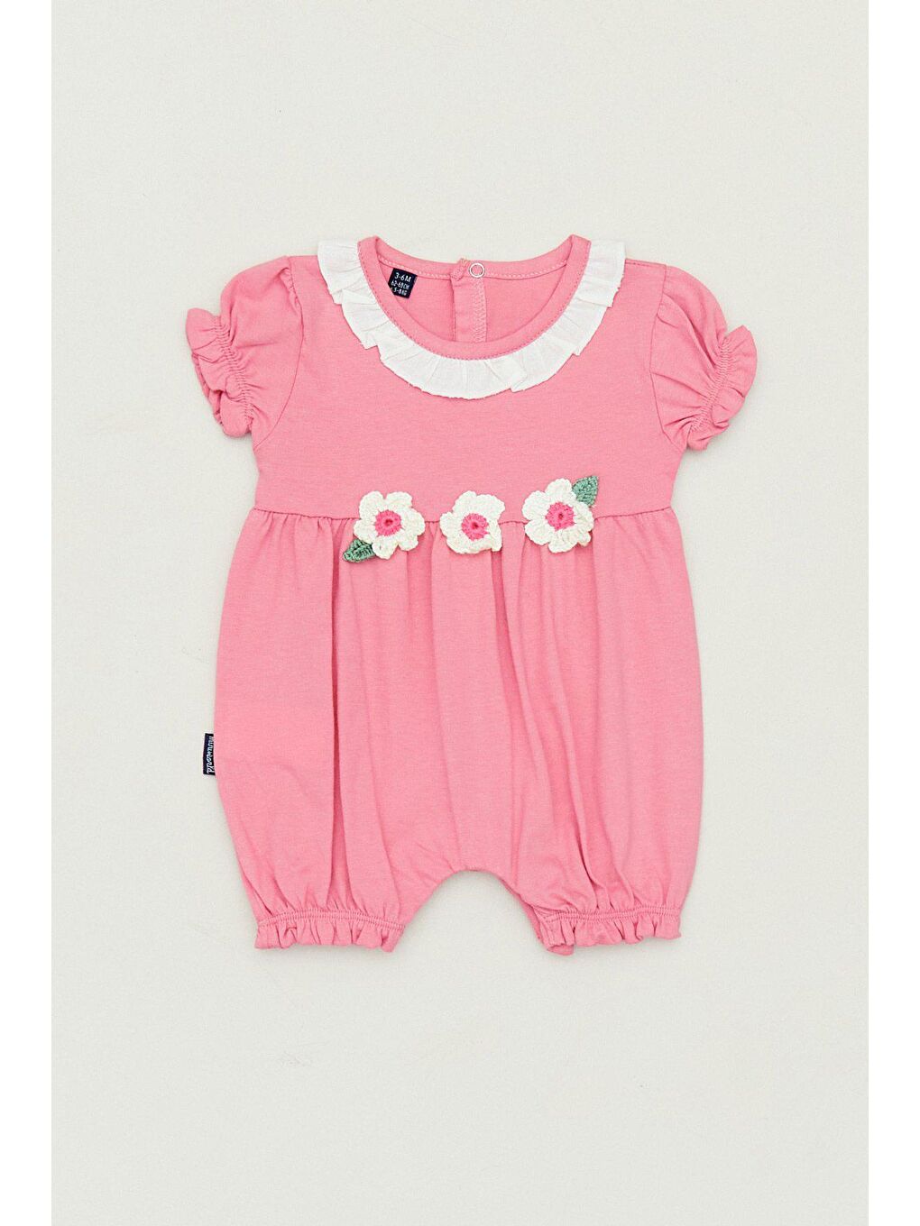 Pembe Çiçek İşlemeli Kız Çocuk Tulum
