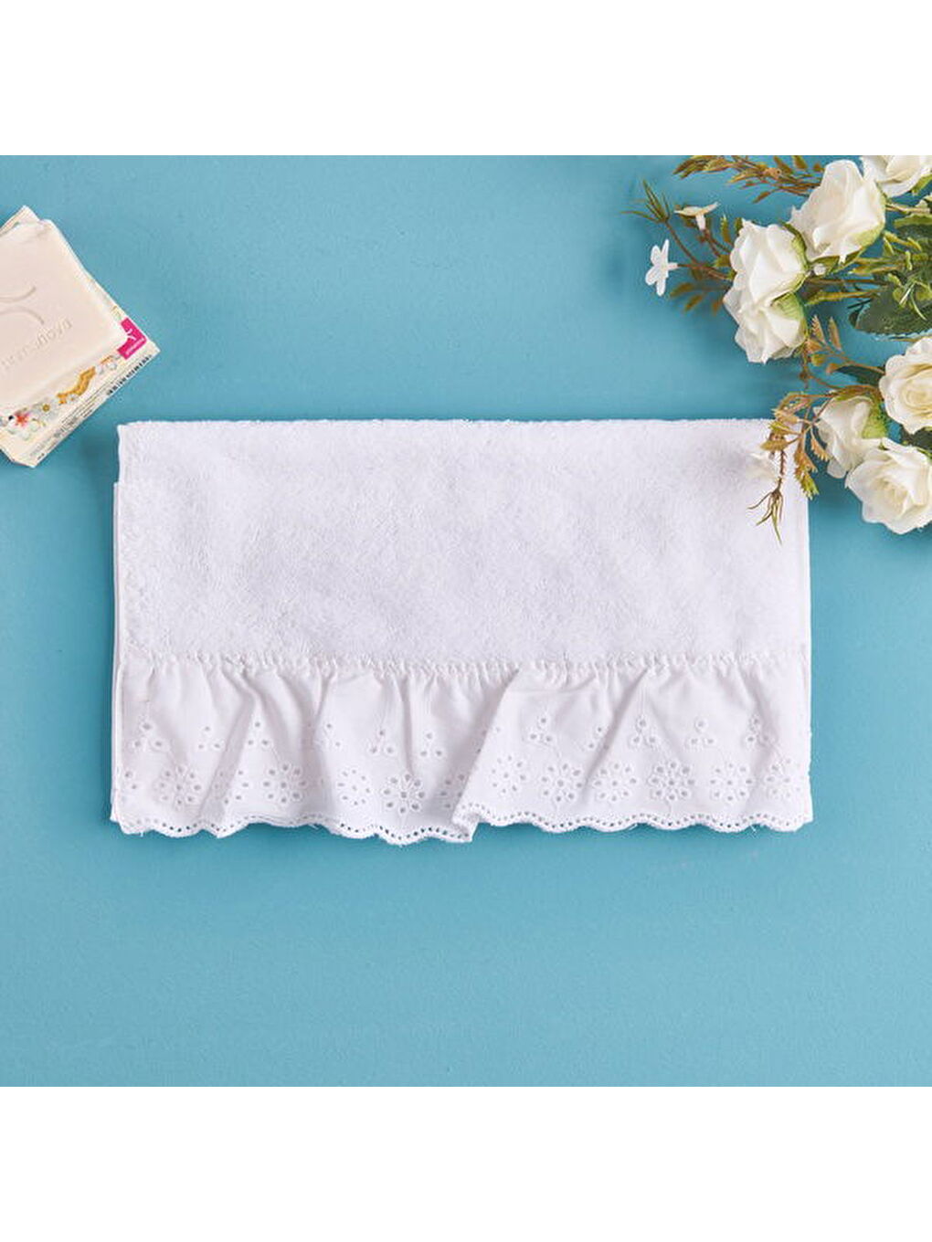 Evidea Soft Fırfırlı El Havlusu - Beyaz - 30x50 cm
