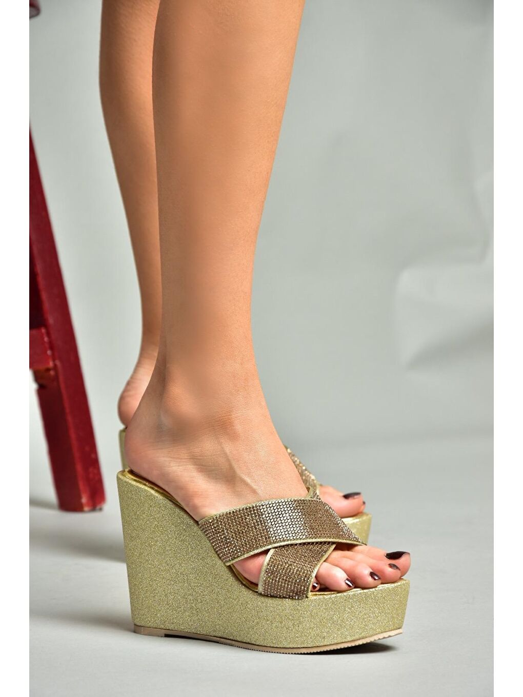 Sarı S8204212 Altın Kadın Terlik-5