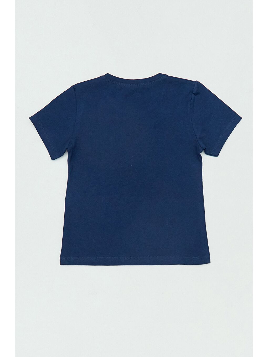 Lacivert %100 Pamuk Yazı Ve Kedi Baskılı Kız Çocuk Tişört-1