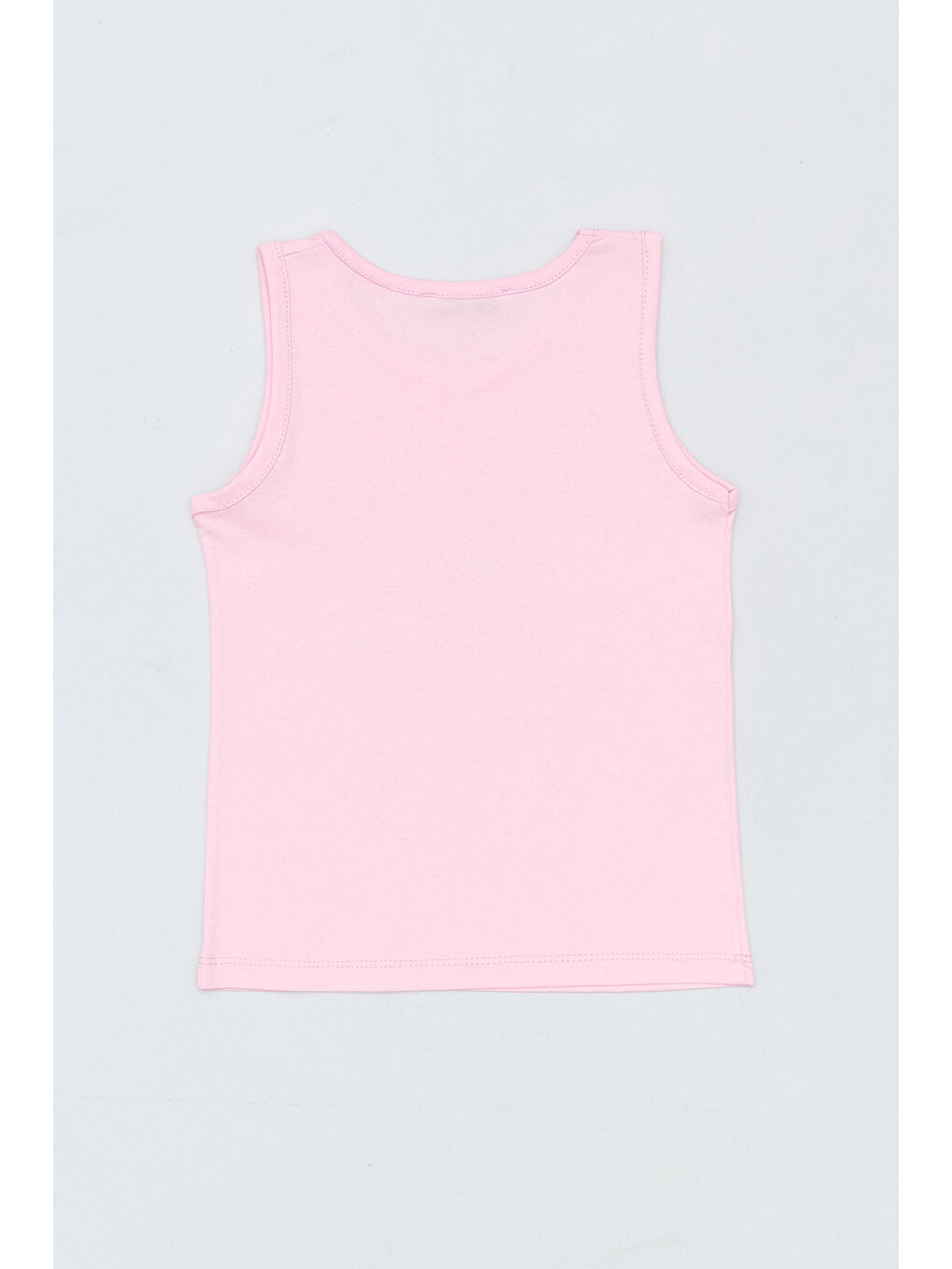 Pembe %100 Pamuk Yazı Ve Meyve Baskılı Kalın Askılı Kız Çocuk Tişört-2