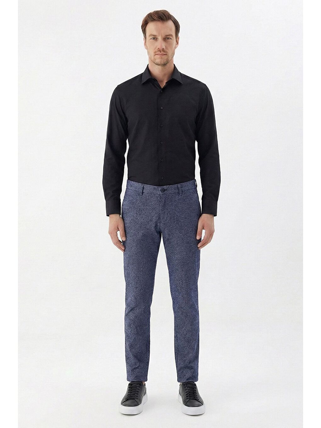 Erkek Lacivert Pamuklu Yan Cepli Regular Fit Pantolon-1