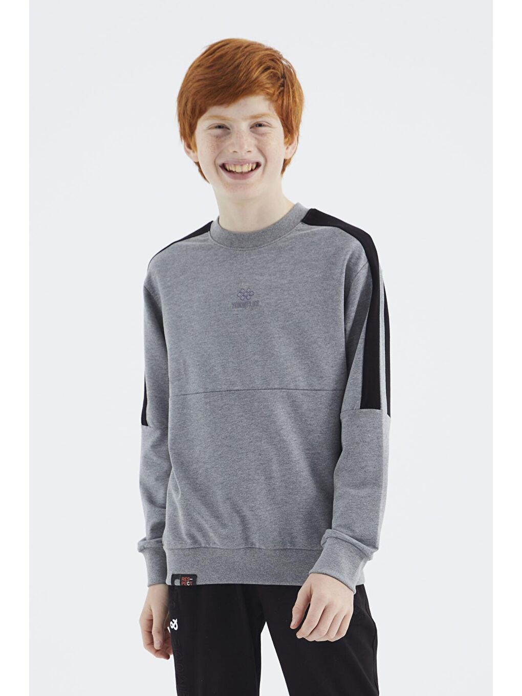 TOMMYLIFE Gri Melanj Basic O Yaka Erkek Çocuk Sweatshirt - 11182