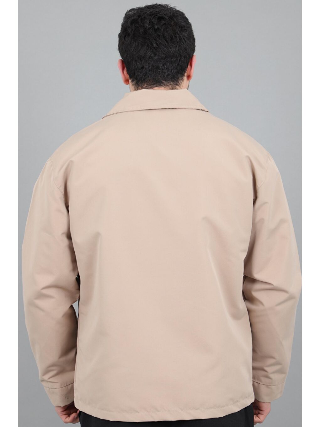 Bej Suya Dayanaklı Yakalı Oversize Mevsimlik Mont PLDP 3002_60393-5