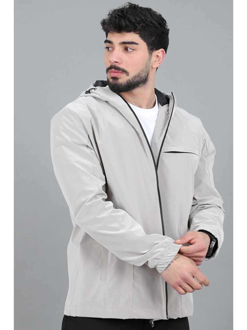 Bej Sabit Kapüşonlu Nova Mevsimlik Mont PLDP 3016_60392