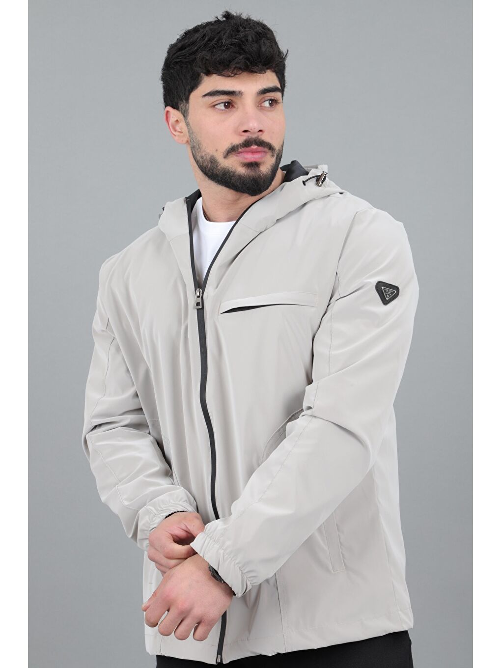 Bej Sabit Kapüşonlu Nova Mevsimlik Mont PLDP 3016_60392-1
