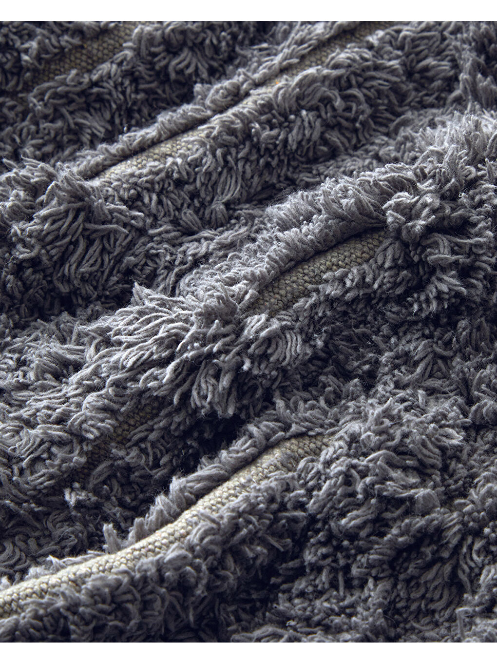 Tassel Check Pamuklu Püsküllü Banyo Paspası Gri-2