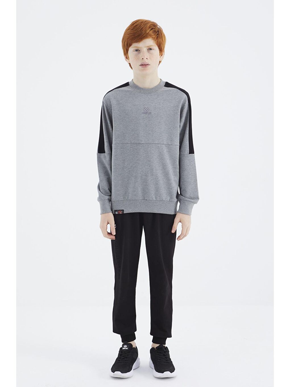 TOMMYLIFE Gri Melanj Basic O Yaka Erkek Çocuk Sweatshirt - 11182 - 4