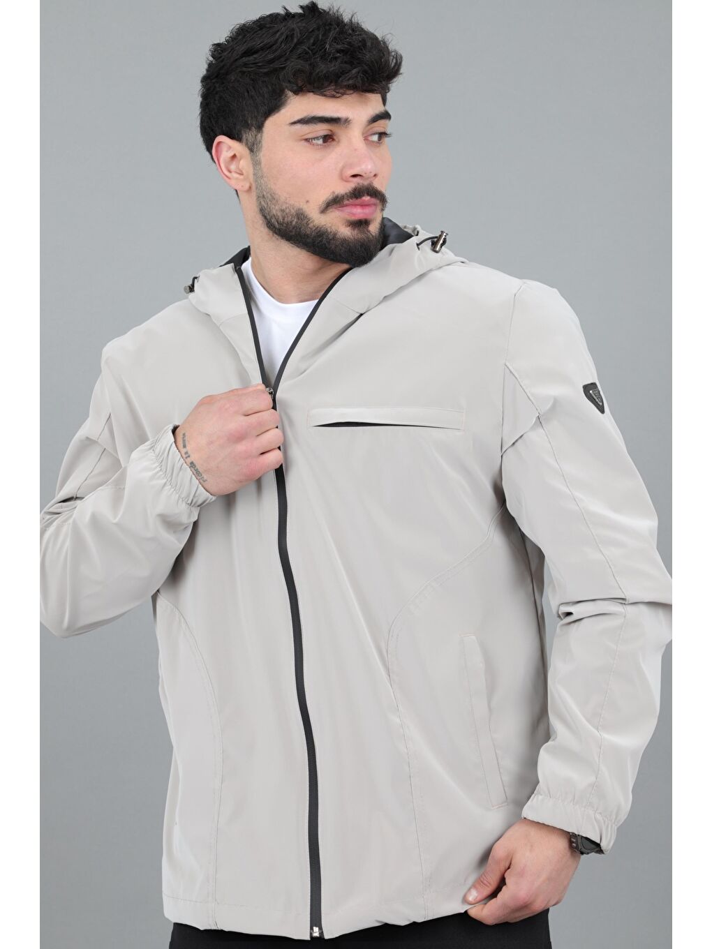 Bej Sabit Kapüşonlu Nova Mevsimlik Mont PLDP 3016_60392-2