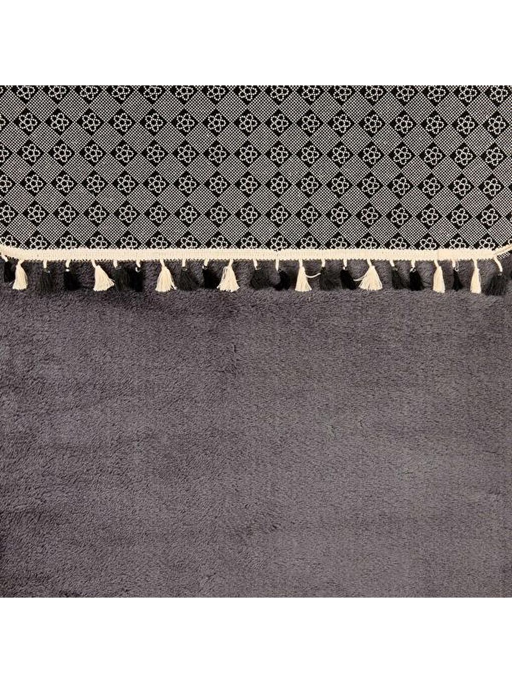 Soft Püsküllü 2'li Banyo Paspası - Antrasit - 60x100 cm + 50x60 cm-2