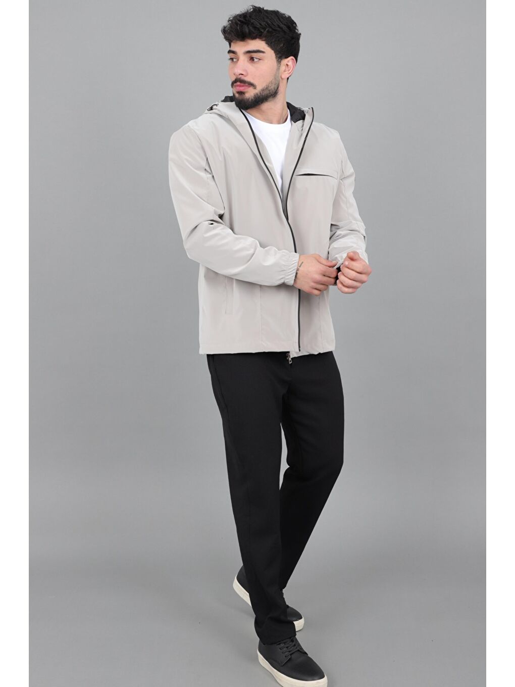 Bej Sabit Kapüşonlu Nova Mevsimlik Mont PLDP 3016_60392-4