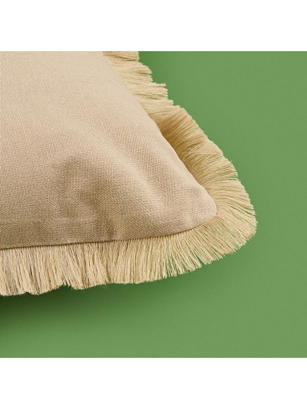 Soft Boho Saçak Detaylı Kırlent - Bej - 40x40 cm-1