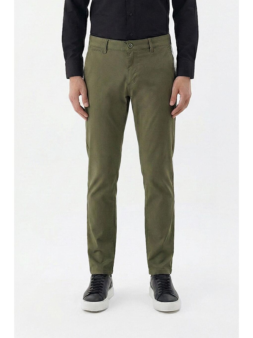 Giotelli Erkek Haki Regular Fit Pamuklu Düz Yandan Cepli Elastanlı Chino Pantolon