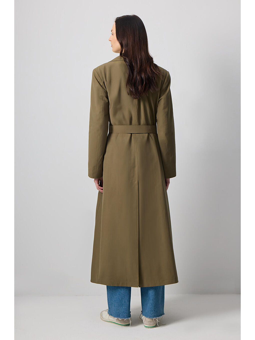 Haki Kemerli Oversıze Trençkot-3