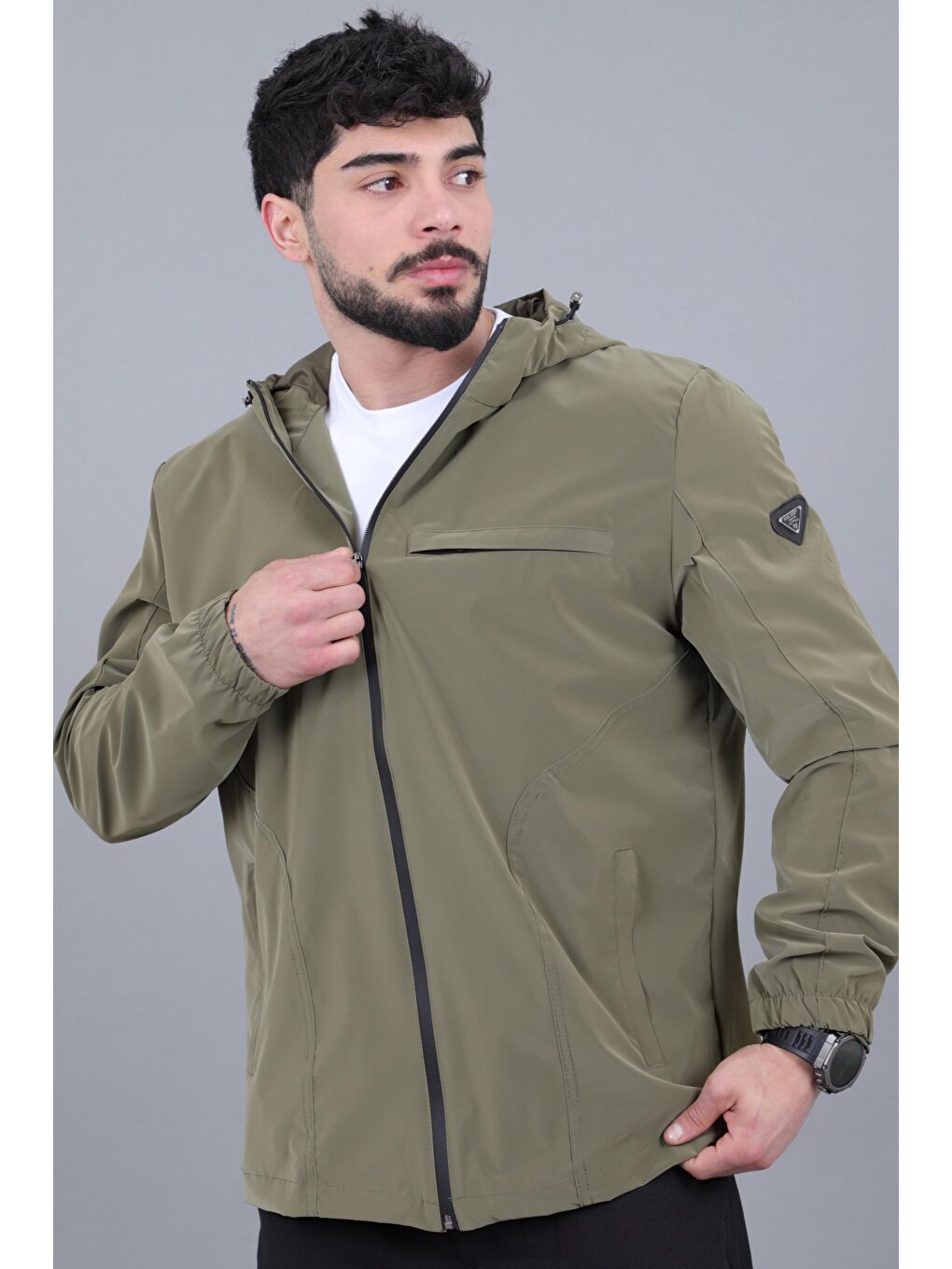 Haki Sabit Kapüşonlu Nova Mevsimlik Mont PLDP 3016_60392-2