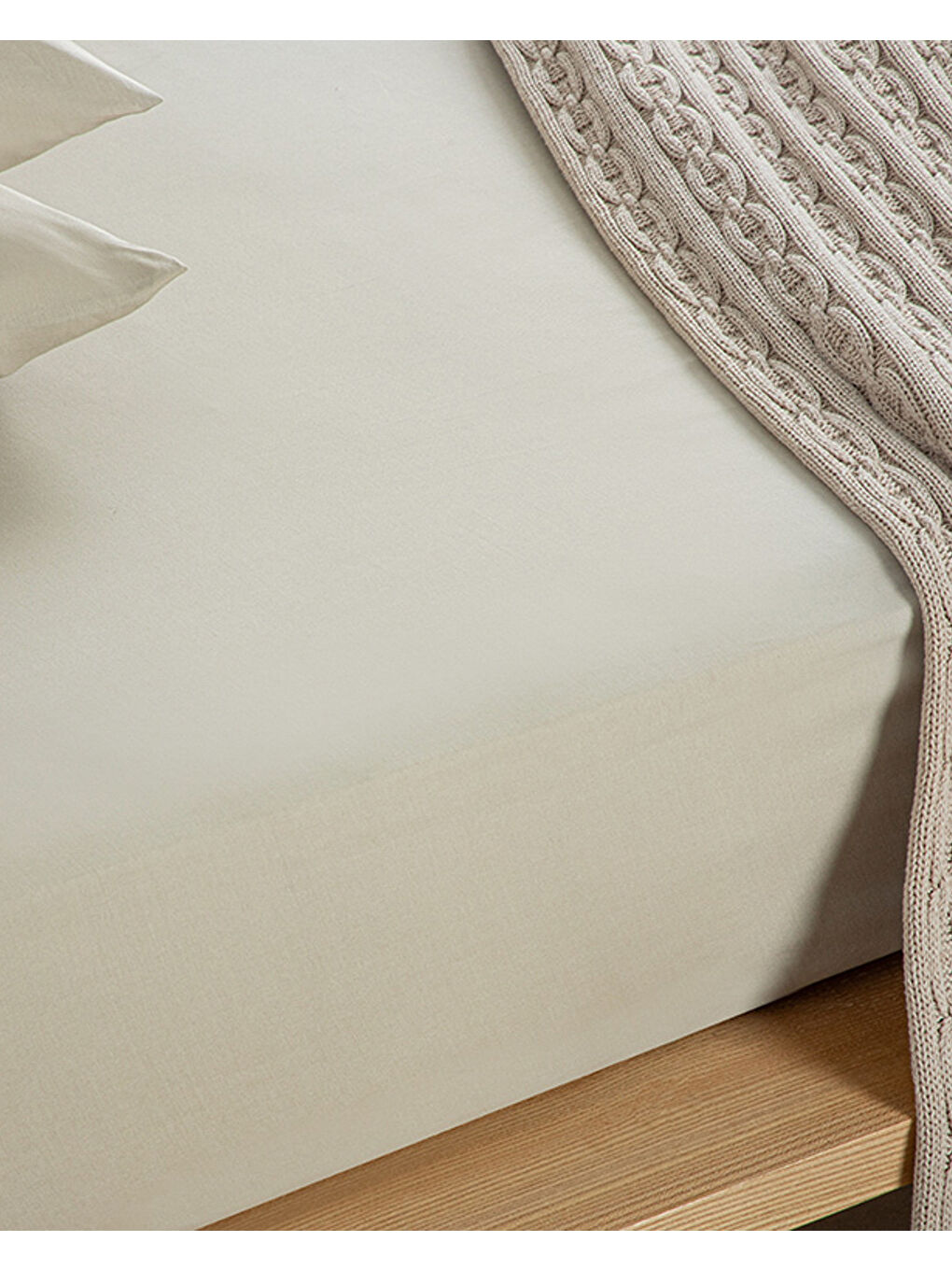 Novella Premium Soft Pamuk Çift Kişilik Lastikli Çarşaf Takımı Bej-1